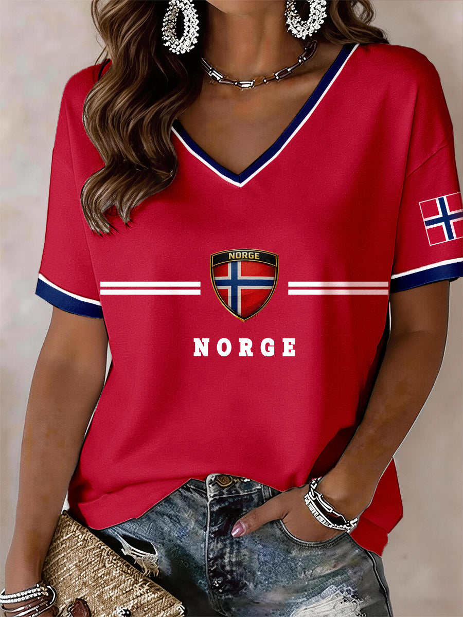 Naisten Norja V-kaula T-paita