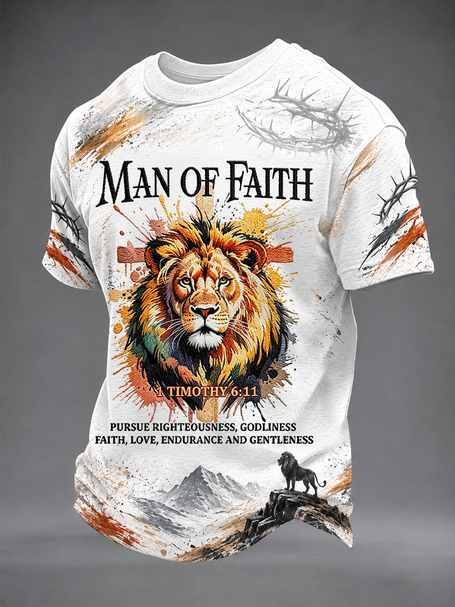 Miesten Christian Cross Print Casual Tee