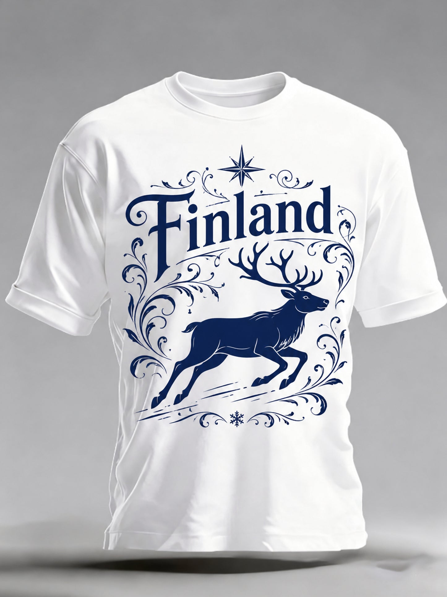 Miesten suomalainen Minimalistinen poro Motif Muistotaide Print T-paiti