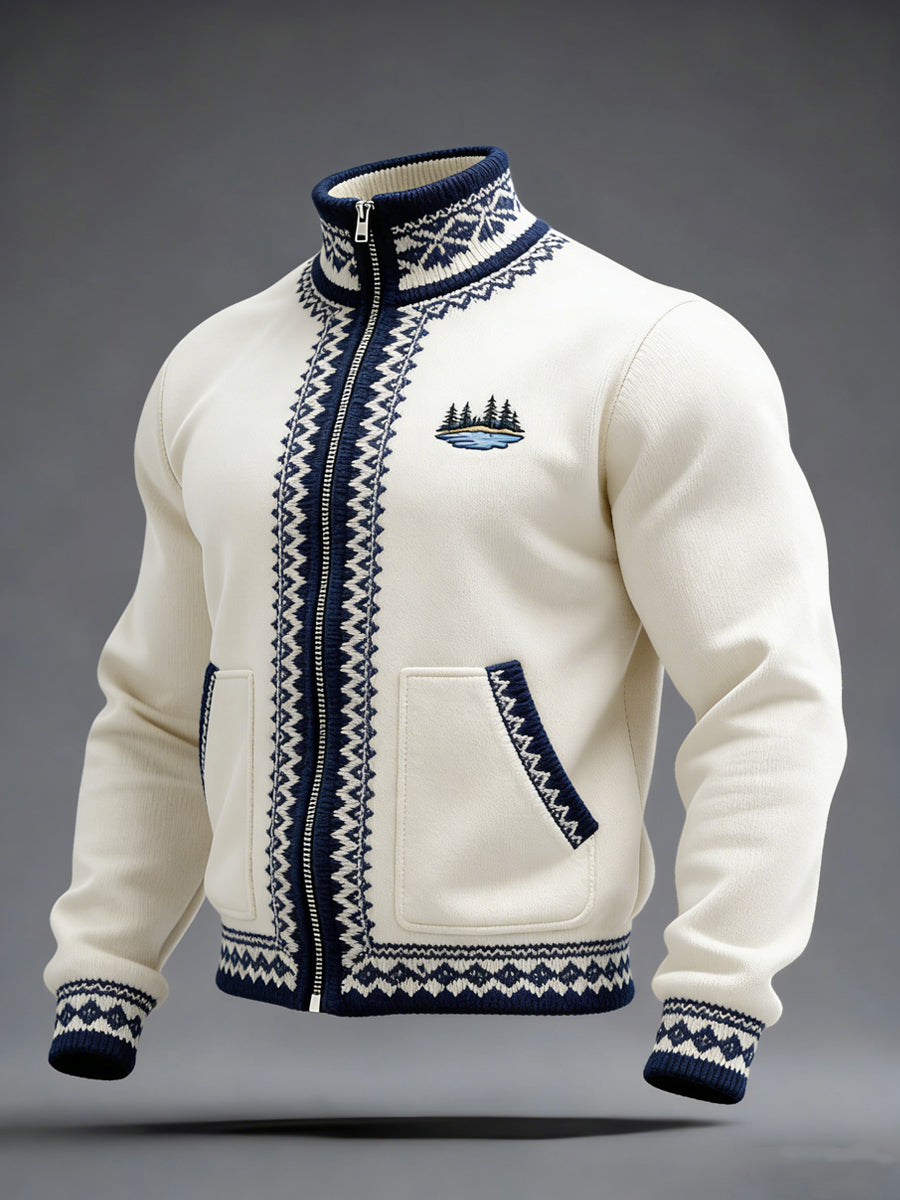 Miesten Clean Cream Nordic Chevron & Lakeside Full-Zip Taki