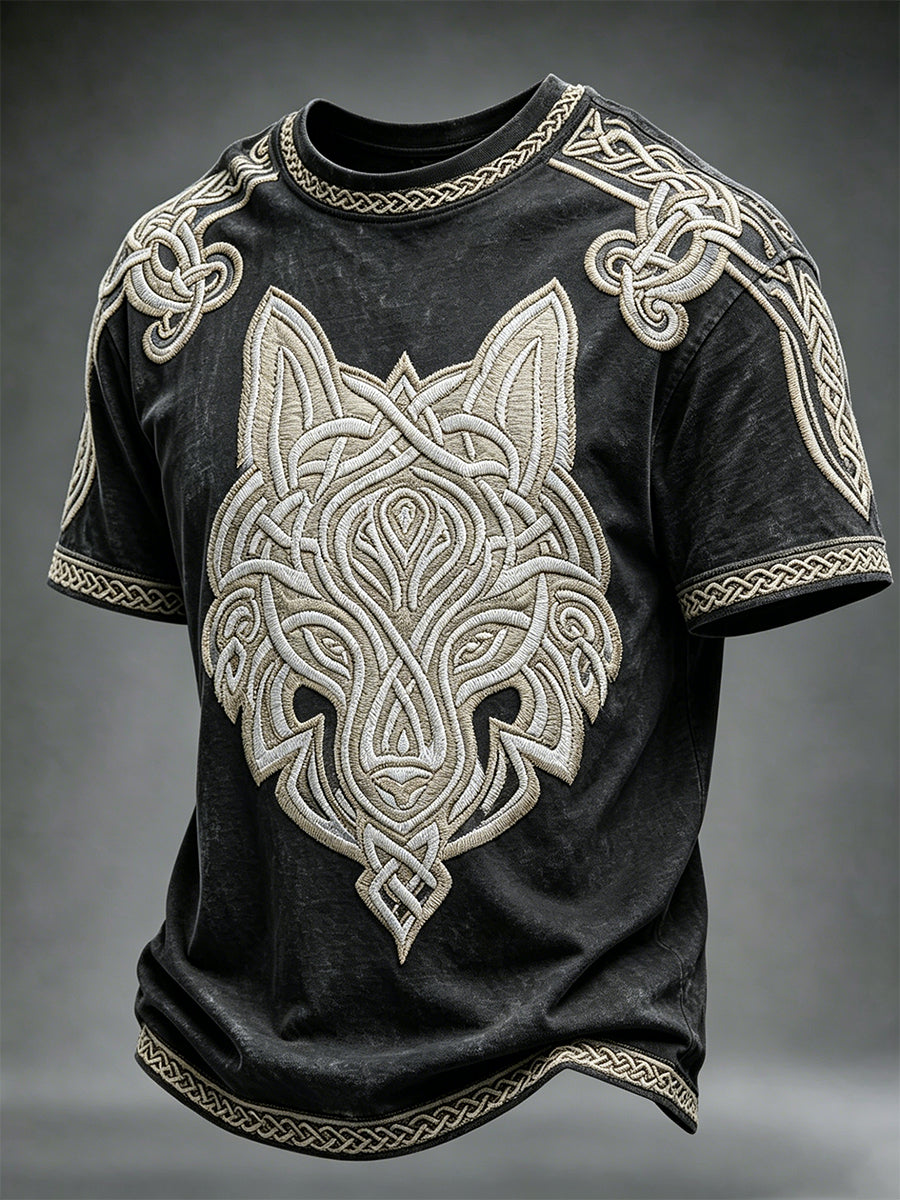 Miesten Vintage Viking Celtic Wolf malli Tulosta Lyhyt hihat T-paita