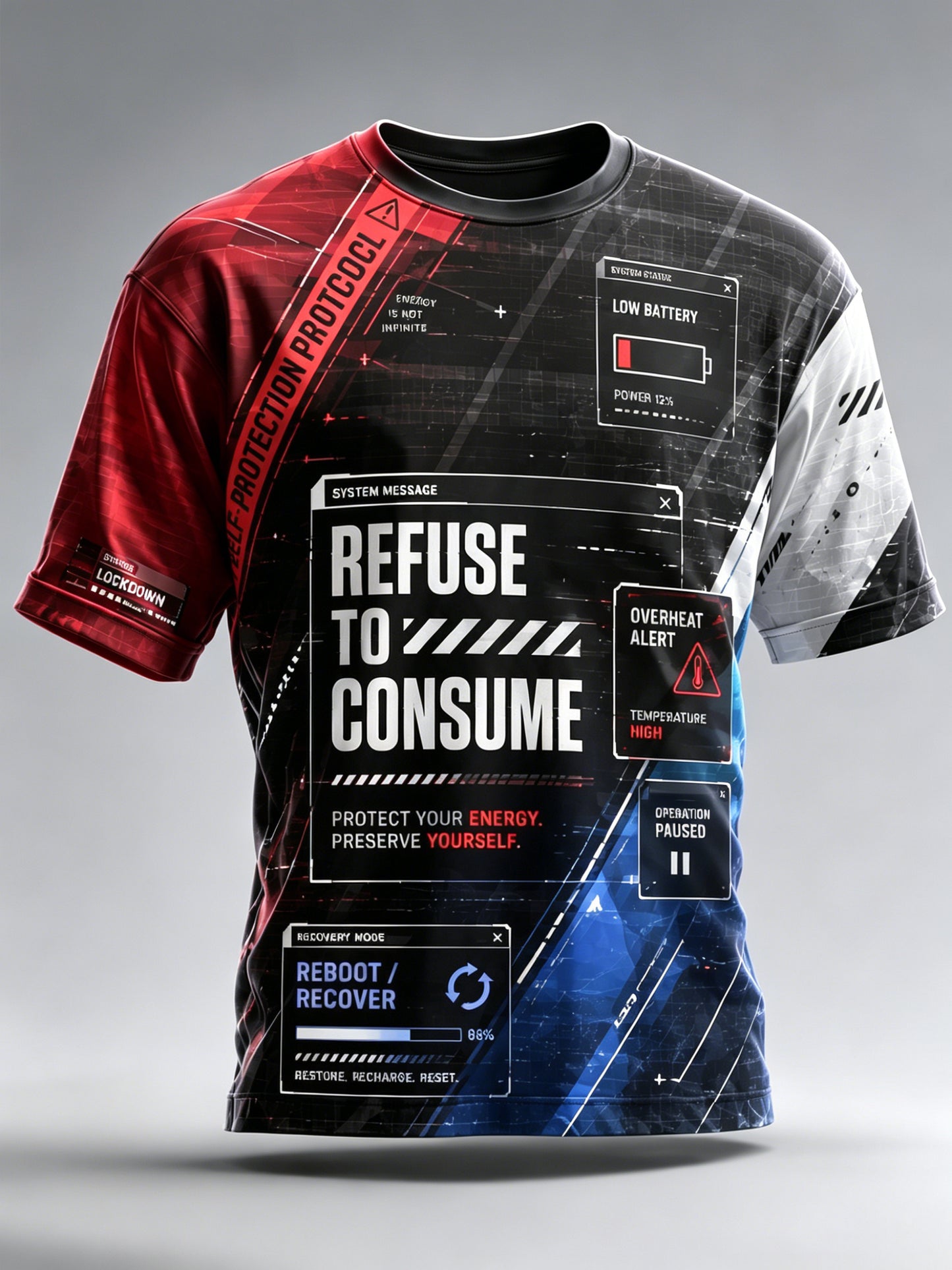 Miesten suomalainen Stop-Continuous Anxiety -elementti taidepainatuksesta t-paita