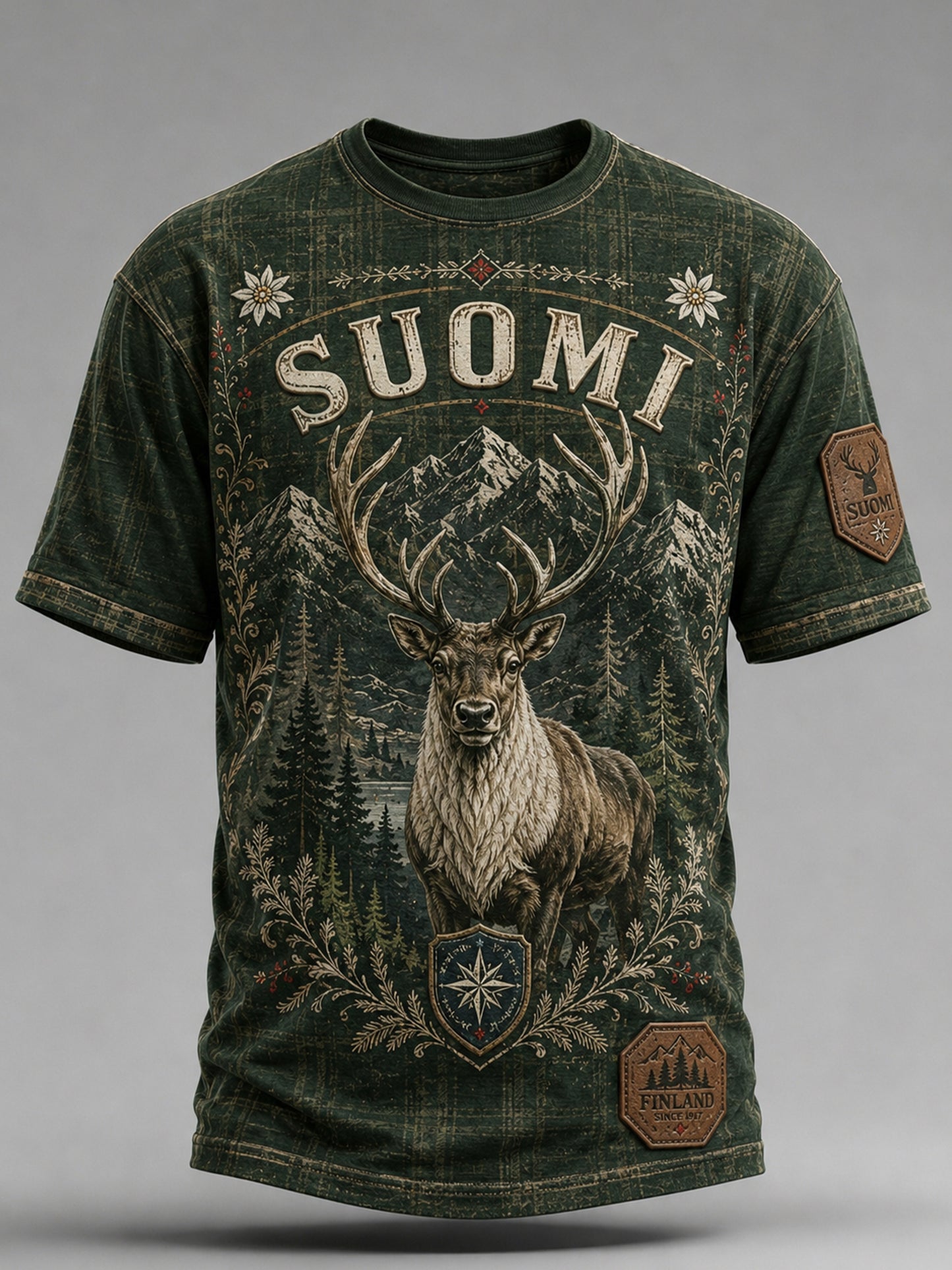 Miesten suomalainen arktinen poro Element Art Print T-paiti