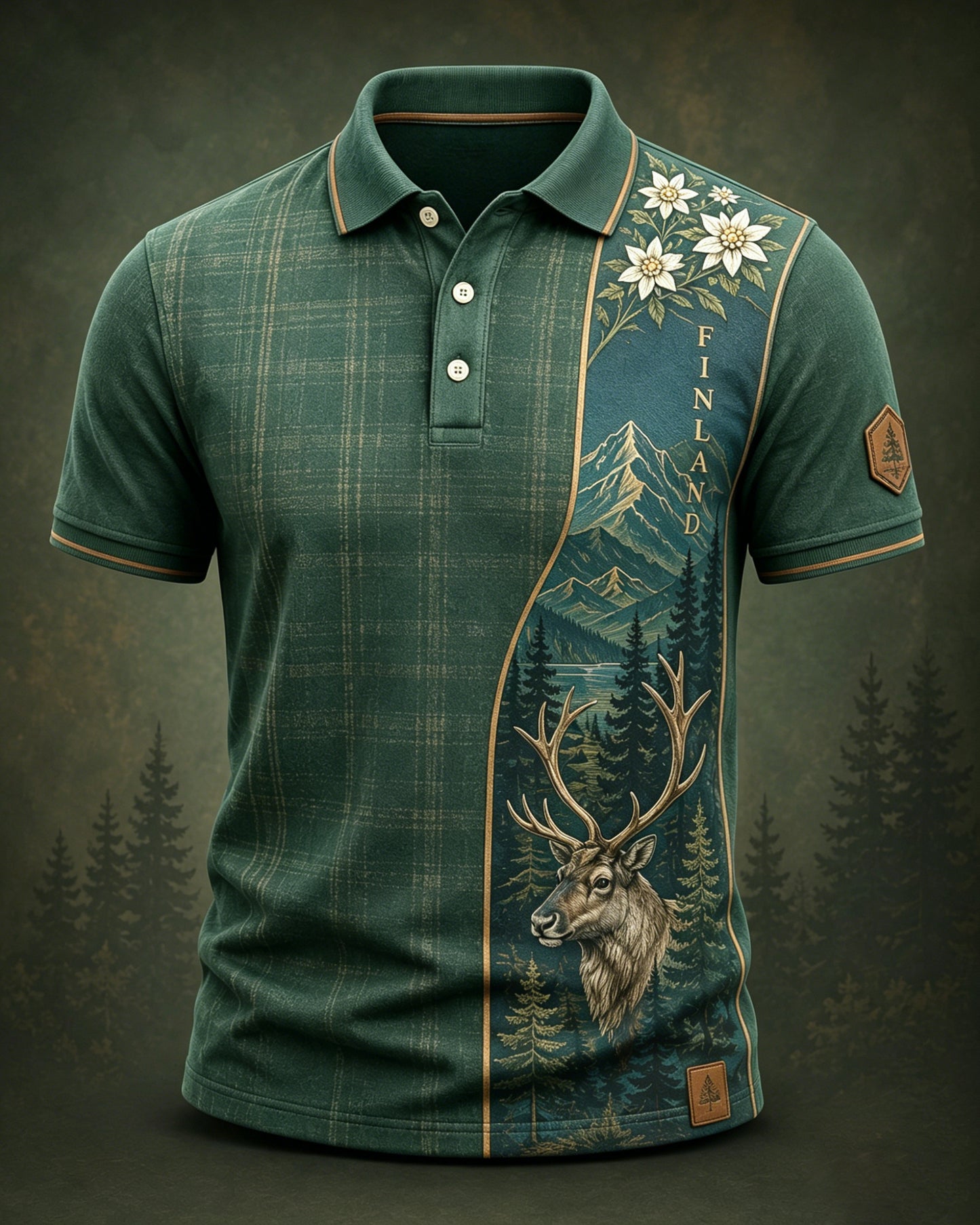 Miesten suomalainen arktinen poro Element Art Print Polo Print