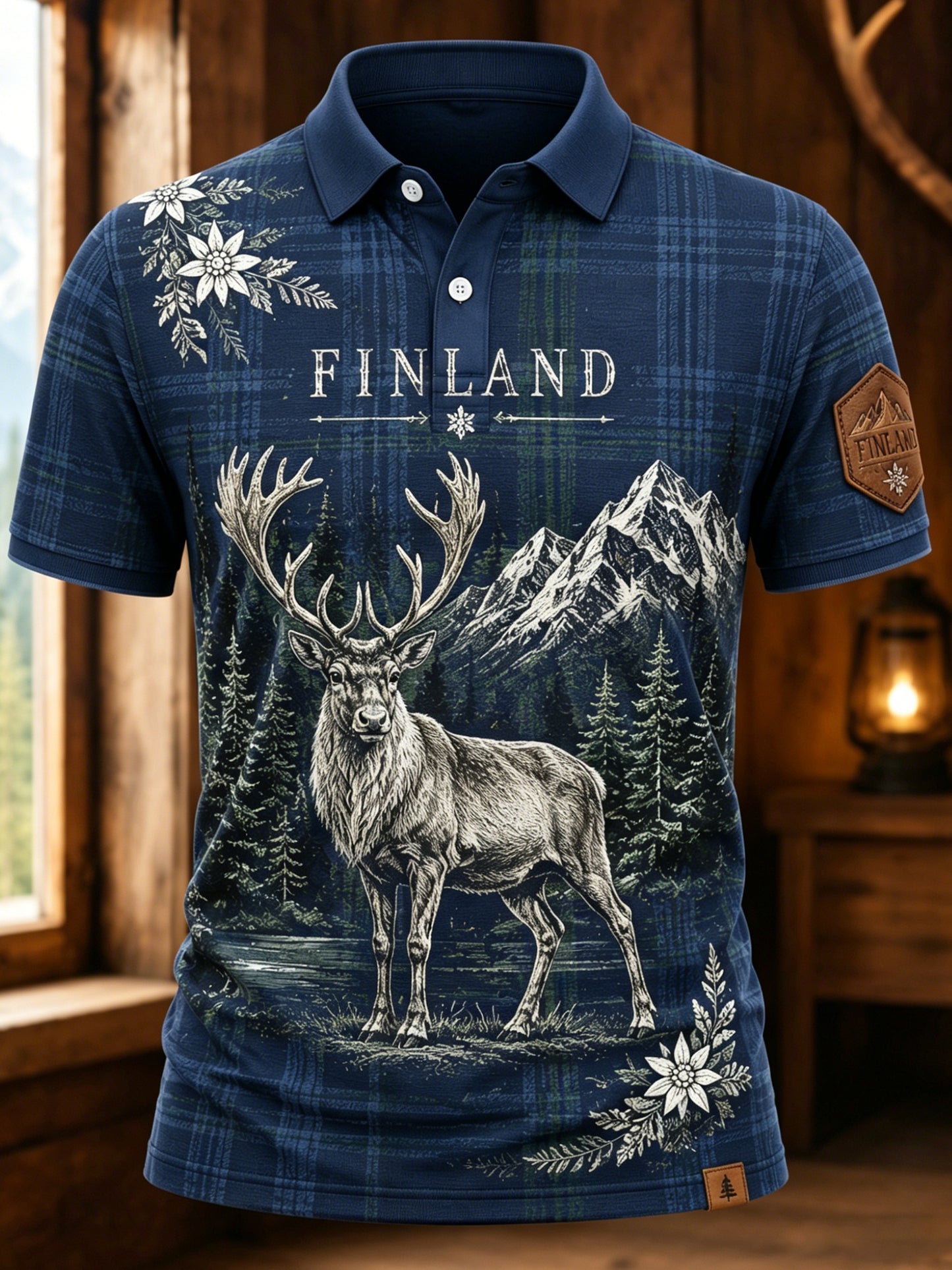 Miesten suomalainen arktinen poro Element Art Print Polo paita