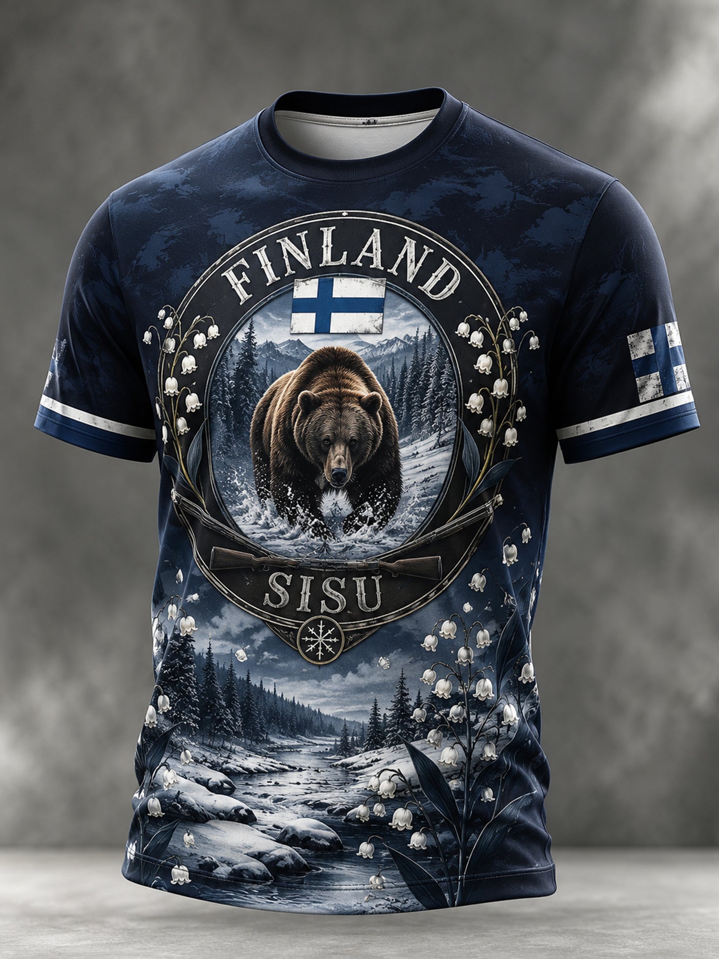 Miesten Sisu Kulttuurielementit Taideteokset Tulosta T-paita (Suomi Veteran)