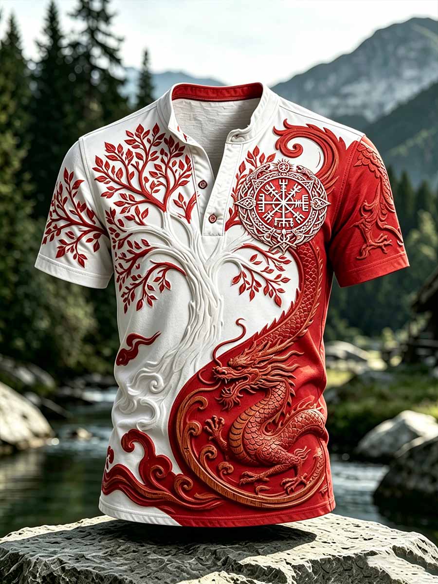 Miesten Vintage Viking puu elämän painettu Casual T-paita