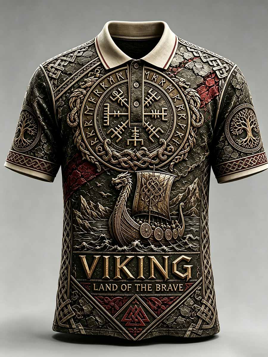 Miesten Retro Viking Dragon alus Tulosta Casual Polo Paitat
