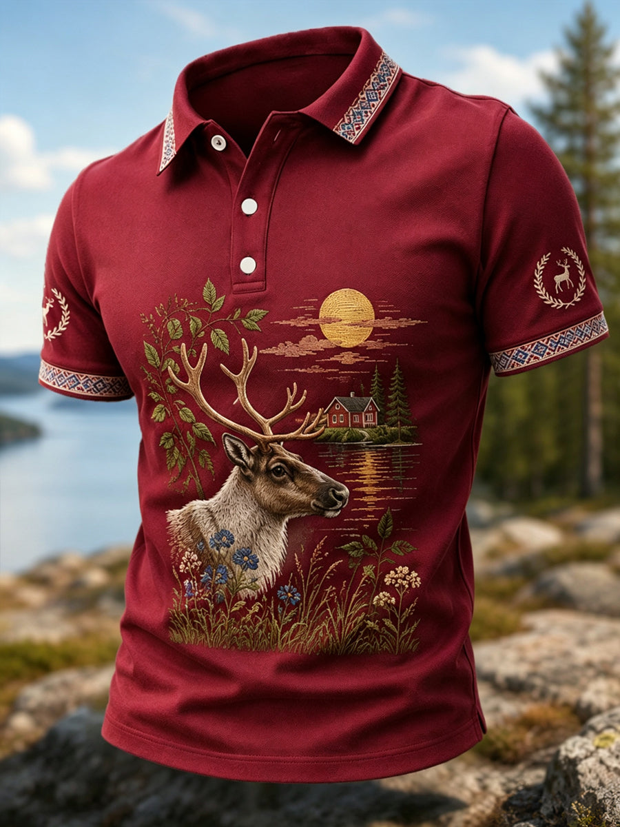 Miesten Suomen Lapin poroja esittelevä maisemapaita