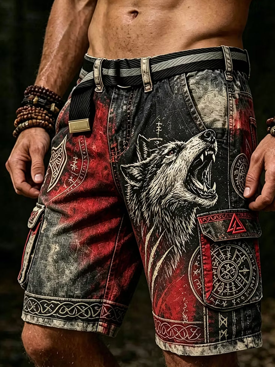Retro VikingNorse-Style Art Print Casual Cargo Housss