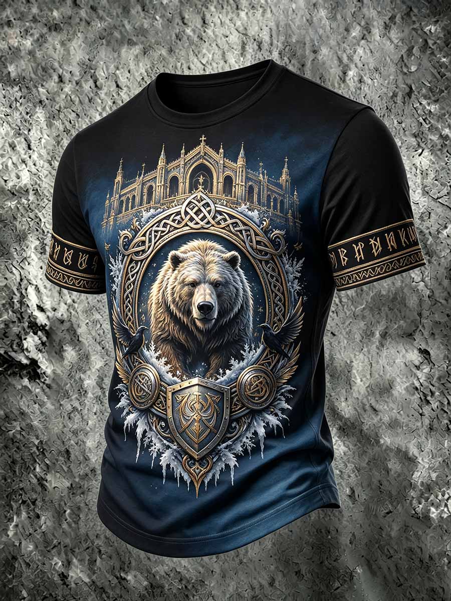 Miesten Vintage Viking Bear tulosta T-paita