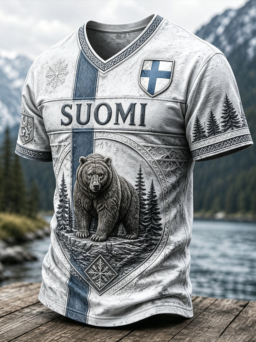 Miesten Sisu Veteraanien Henki Perintötaidepainatusten T-paita
