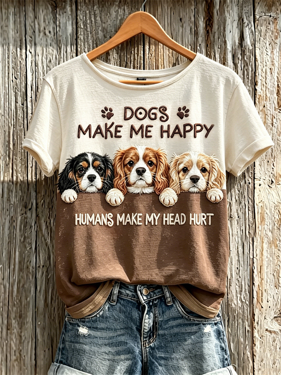 Naisten Peeking Cavalier King Charles Spaniel Koirat Tee minut onnellisia ihmisiä Tee pääni loukkaa lyhythiha T-paitaa t