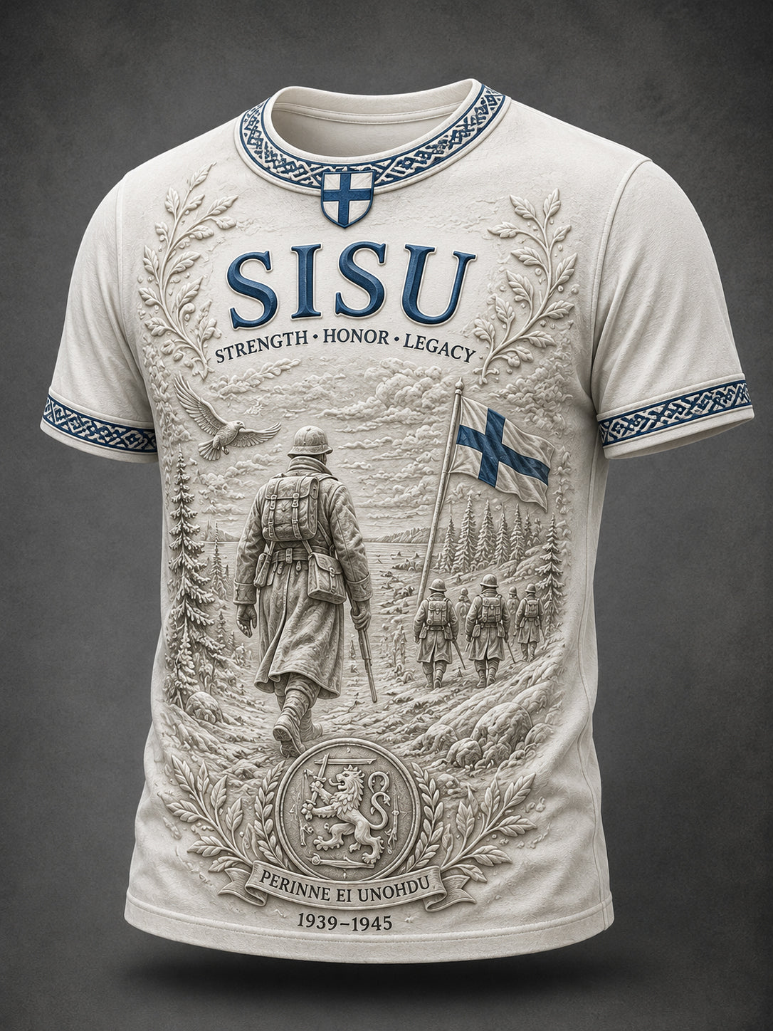 Miesten Sisu Spirit Element -taidepainatetun t-paidan (suomalainen veteraani)