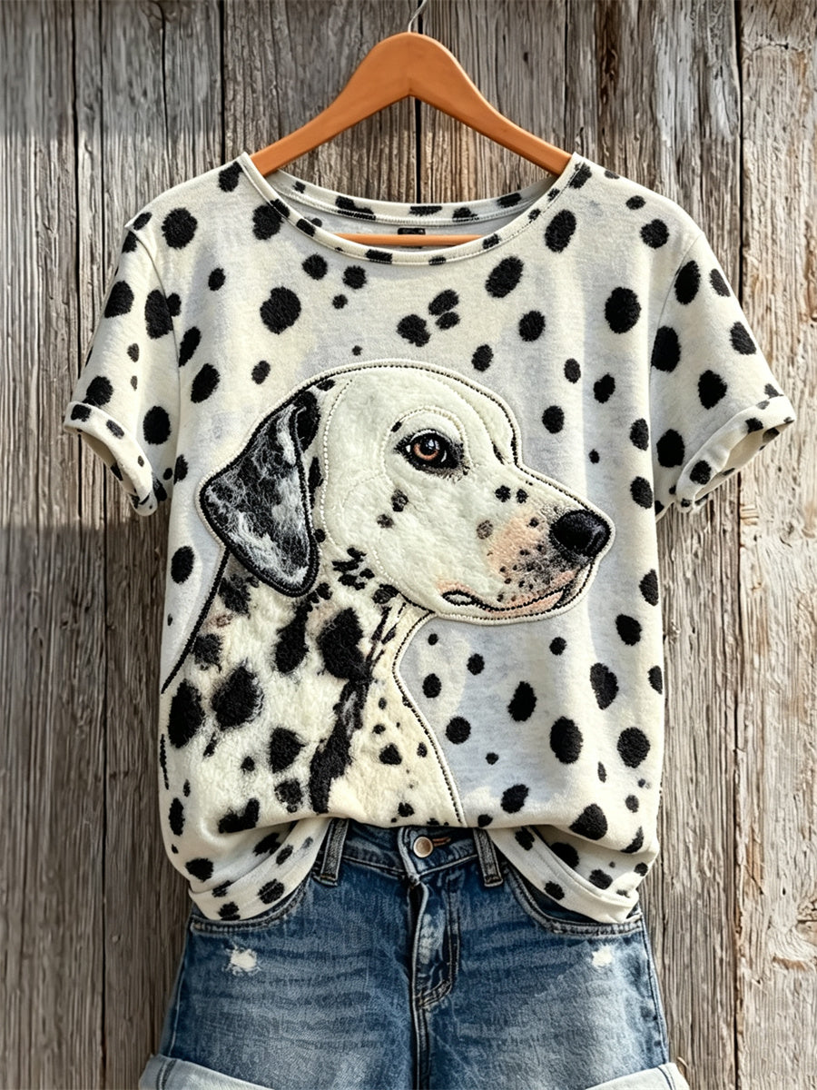 Naisten Dalmatian koira & koira turkki malli Tulosta lyhythiha T-paita