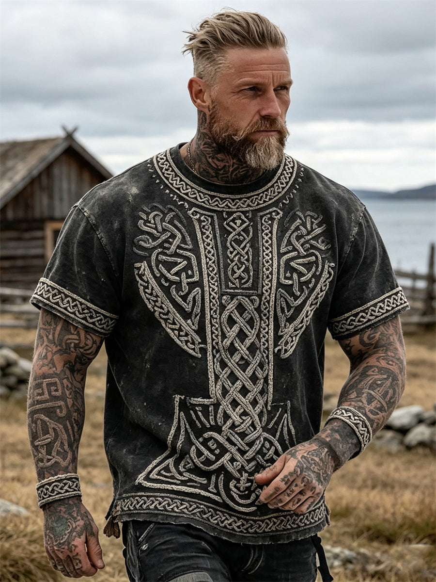 Miesten Vintage Viking Celtic Solmu Tulosta lyhyet hihat t-paita