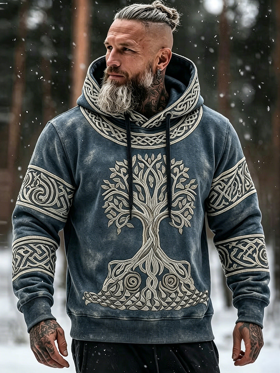 Miesten Viking Inspiroitu kelttinen tulostus ylivoimainen huppari taskuja