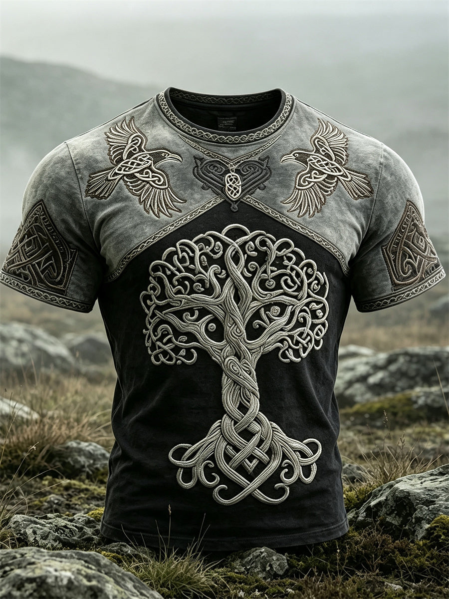 Miesten Viking Tree of Life & Ravens Celtic Solmu Tulosta lyhythiha t-paita