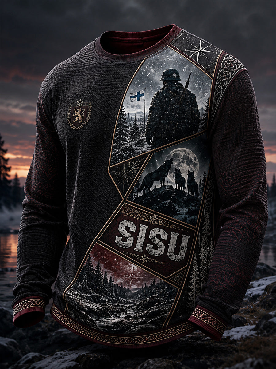Miesten Sisu-muistotaidepainatus yläosa suomalaisille veteraaneille