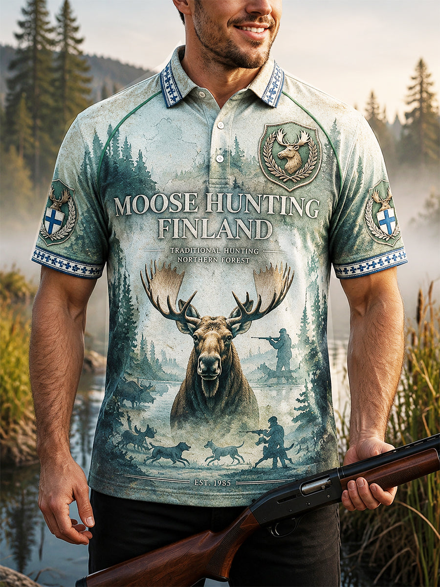 Miesten suomalainen hirvimetsästys Kausi Tulosta Casual Polo Paitalta