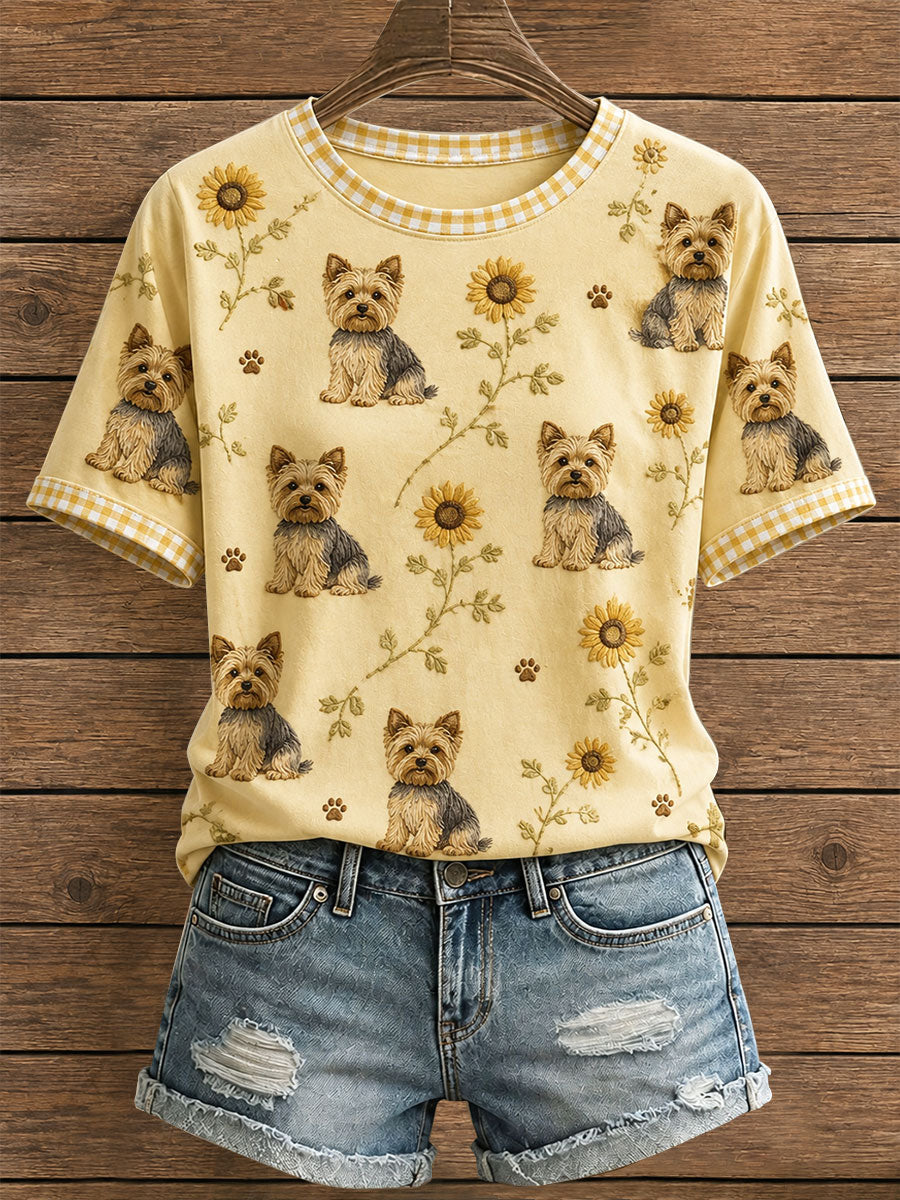 Naisten Floral Yorkie T-paita