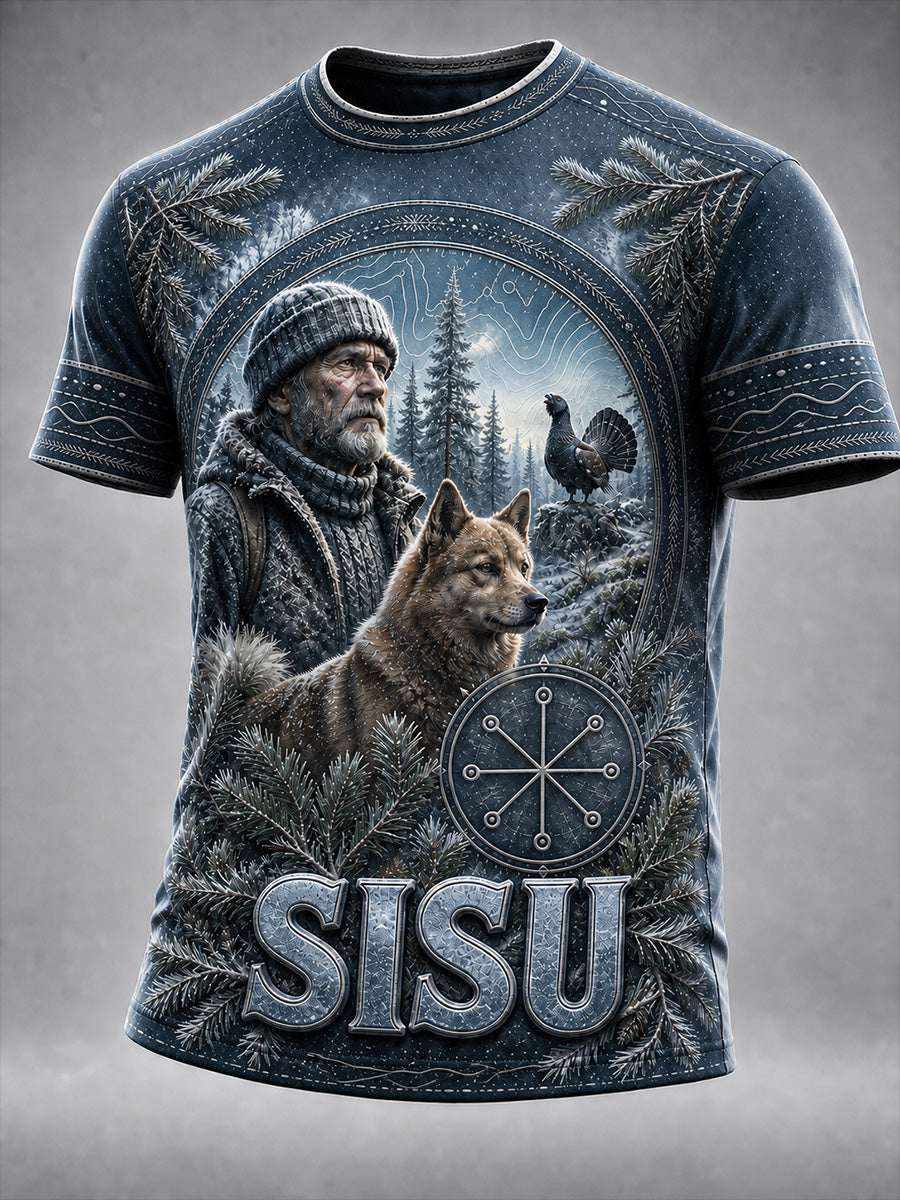 Retro Suomen taide Print Casual T-shirt