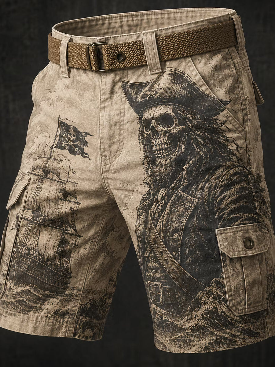 Vintage tumma merirosvo-punk-henkinen graafinen painokuviollinen rento taskuhousu