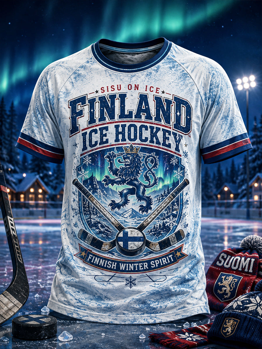 Miesten Suomen Jääkiekko Lyhyhiha T-paita