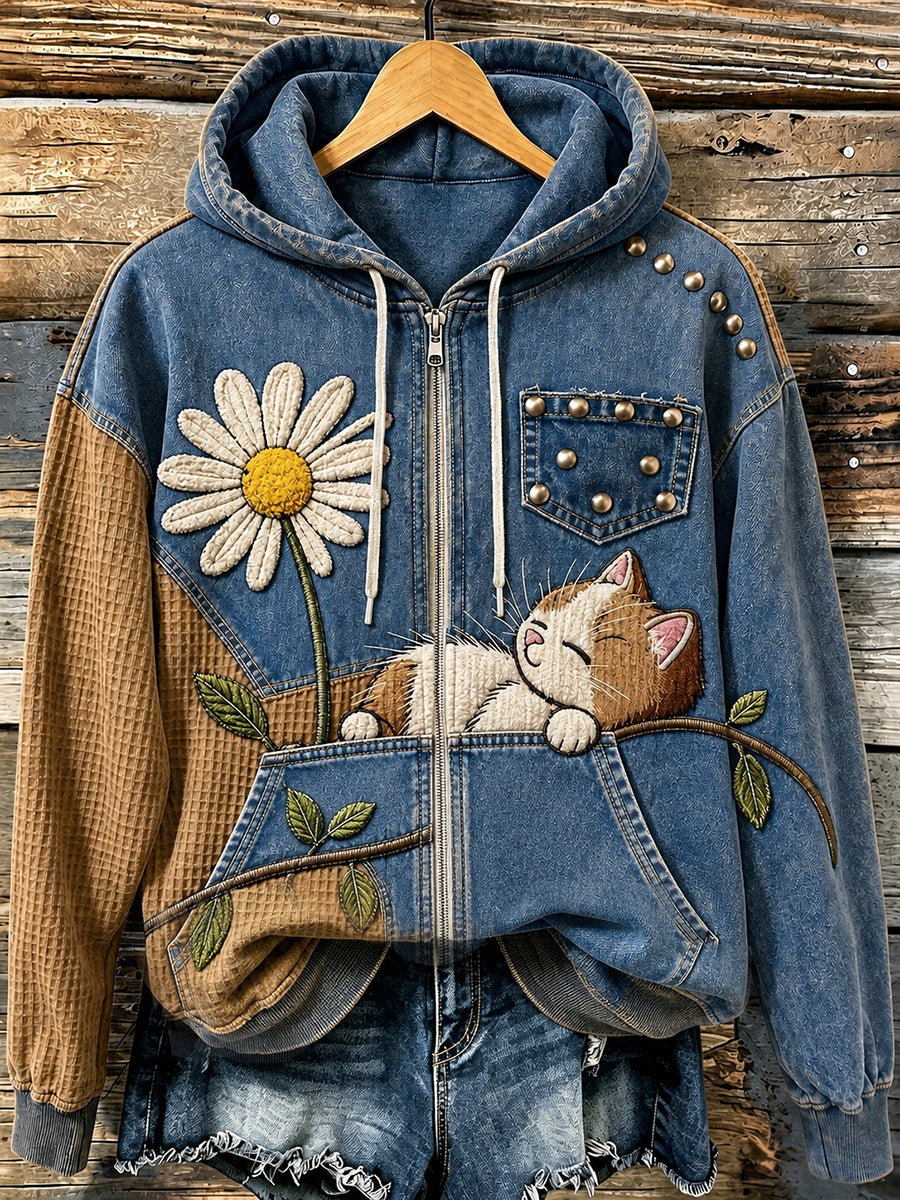 Naisten hauskat eläimet Zip-Up Hoodie.