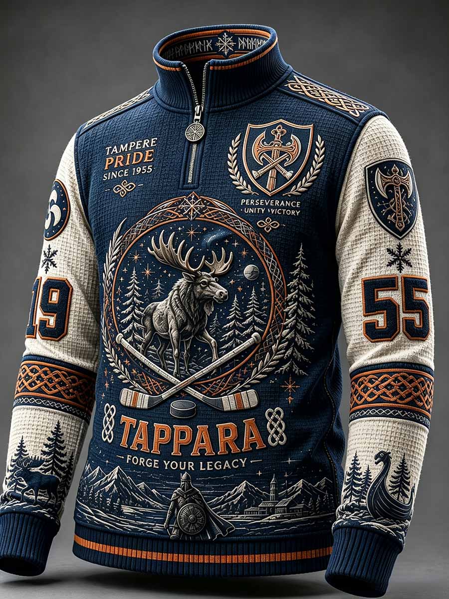 Miesten Vintage Perinteinen Jääkiekko muistomerkkipainettu Sweatshirt