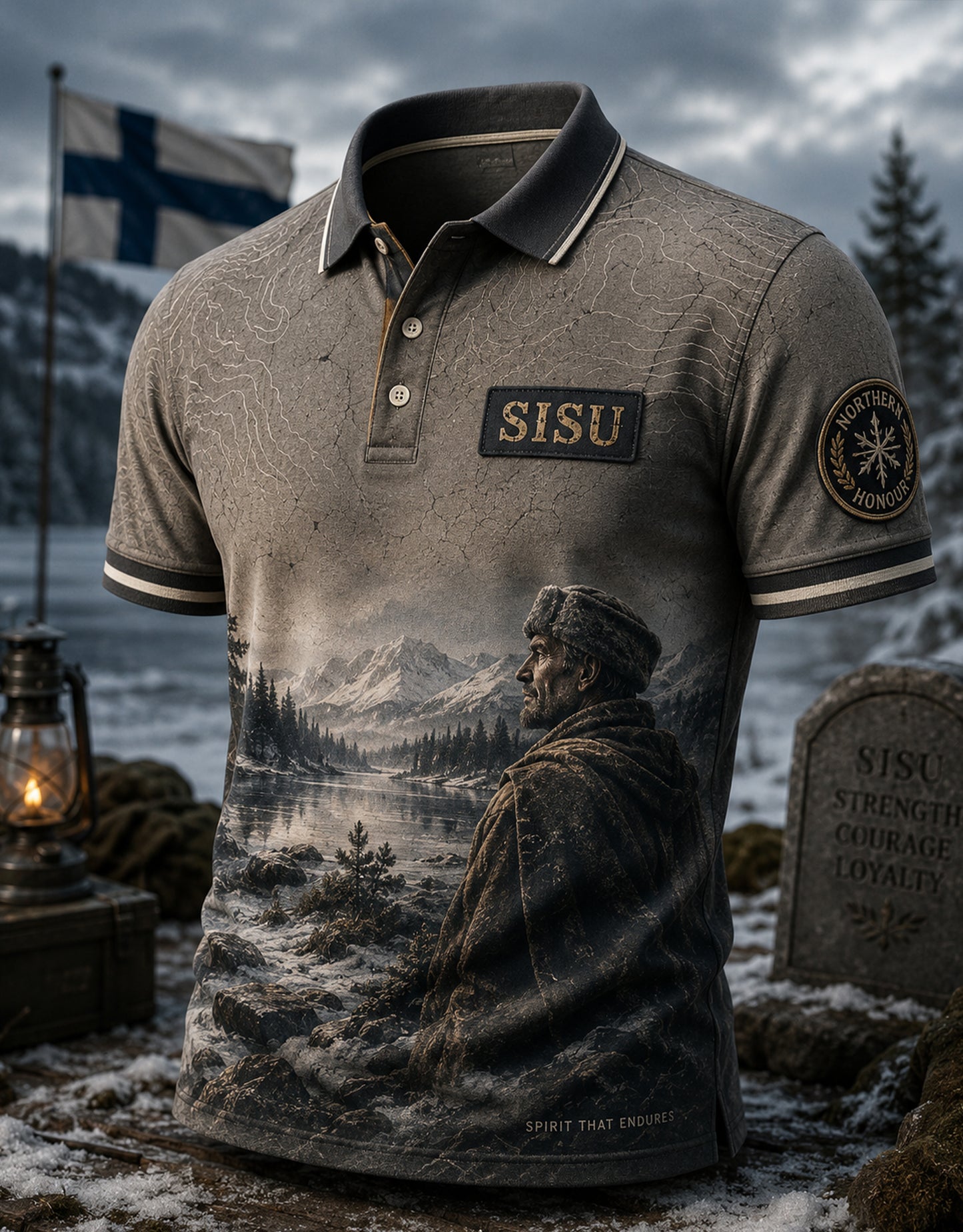 Miesten suomalainen veteraani Sisu lyhytaikainen Polopaita