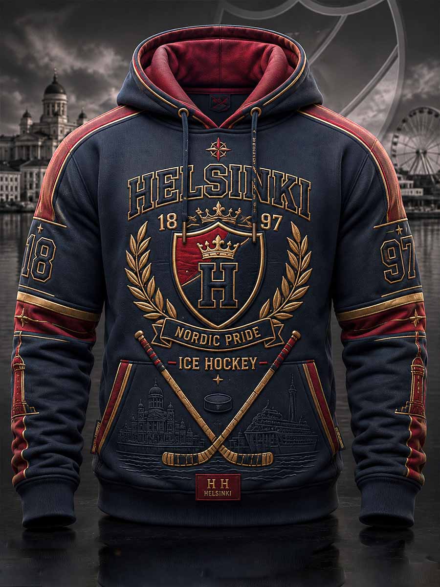 Miesten Retro 1897 HIFK Ice Hockey Joukkue painettu Sweatshirt