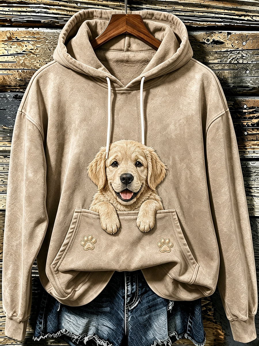 Naisten ihana Peeking Golden Retriever & Pupuja Tulosta huppupaikka