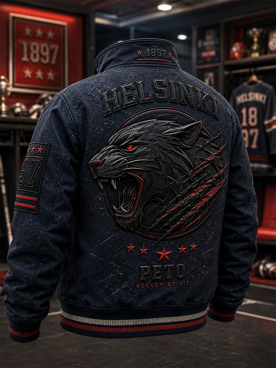 Miesten Retro HIFK Suomen jääkiekko pitkähihaista takki