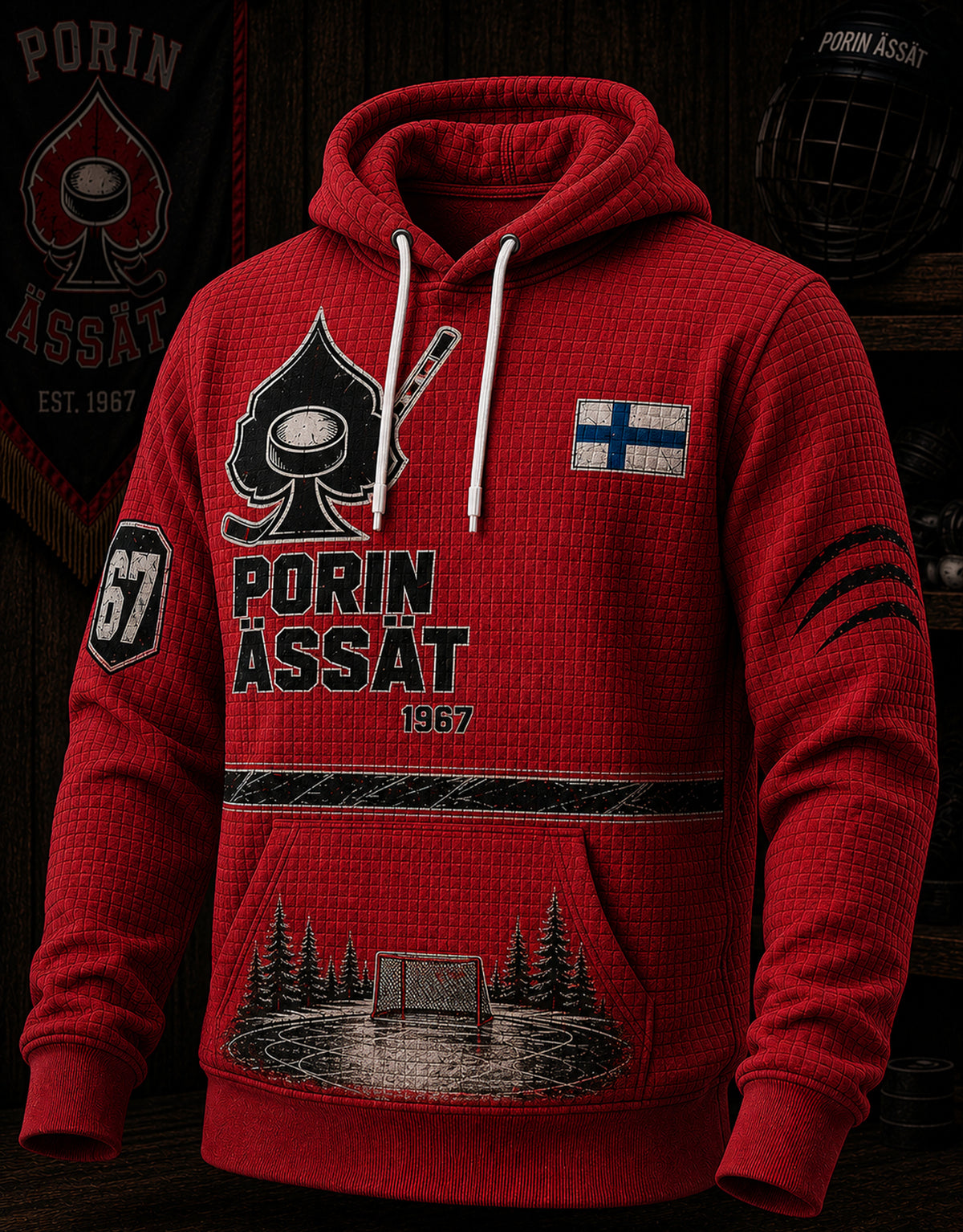Miesten Suomen jääkiekko Porin Ässät pitkähihainen huppari