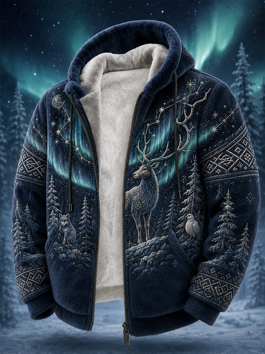 Retro Nordic Art-Print Casual mukava huppari