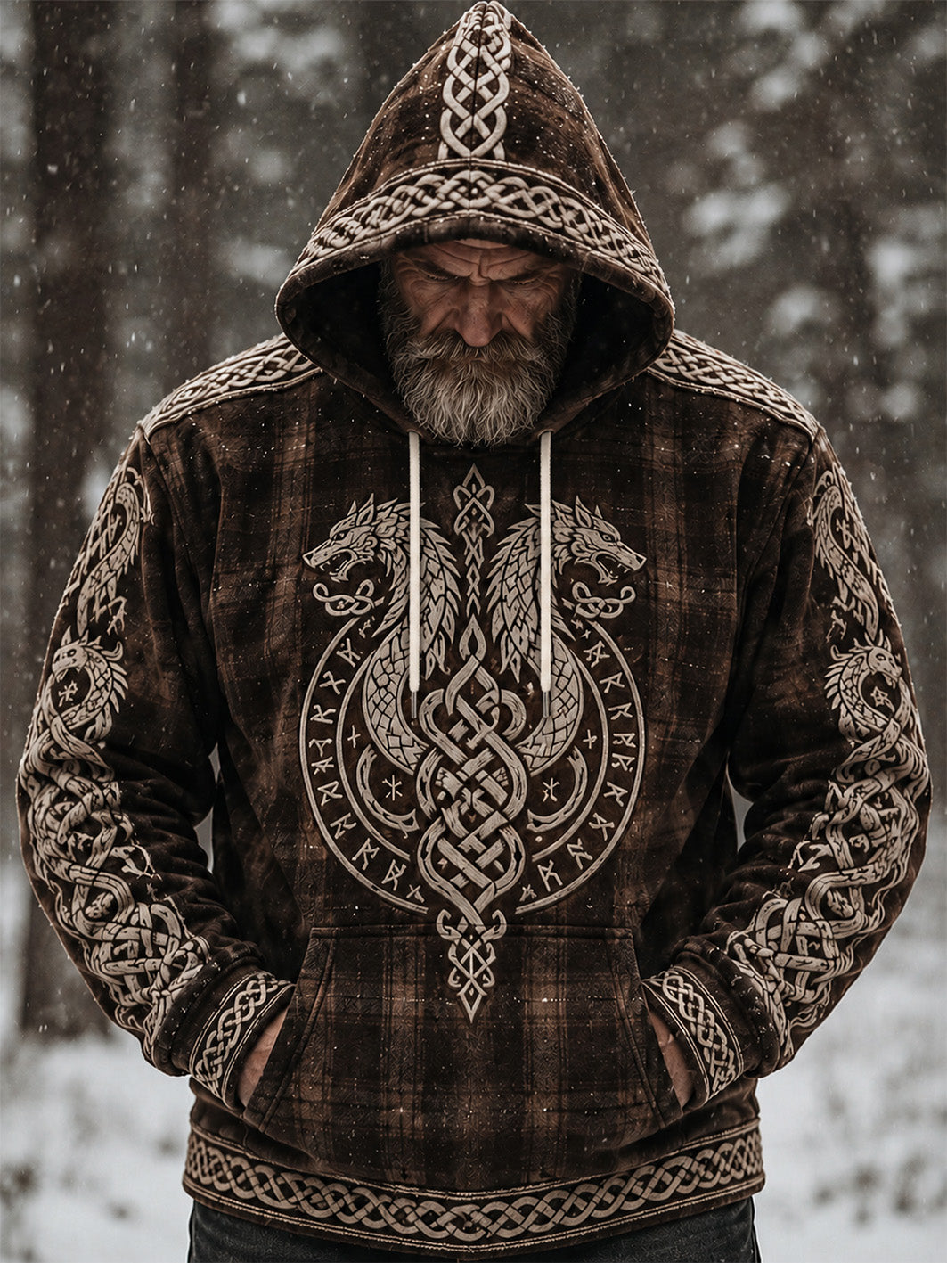 Miesten retro Viking kuvio suunnittelu rento huppari