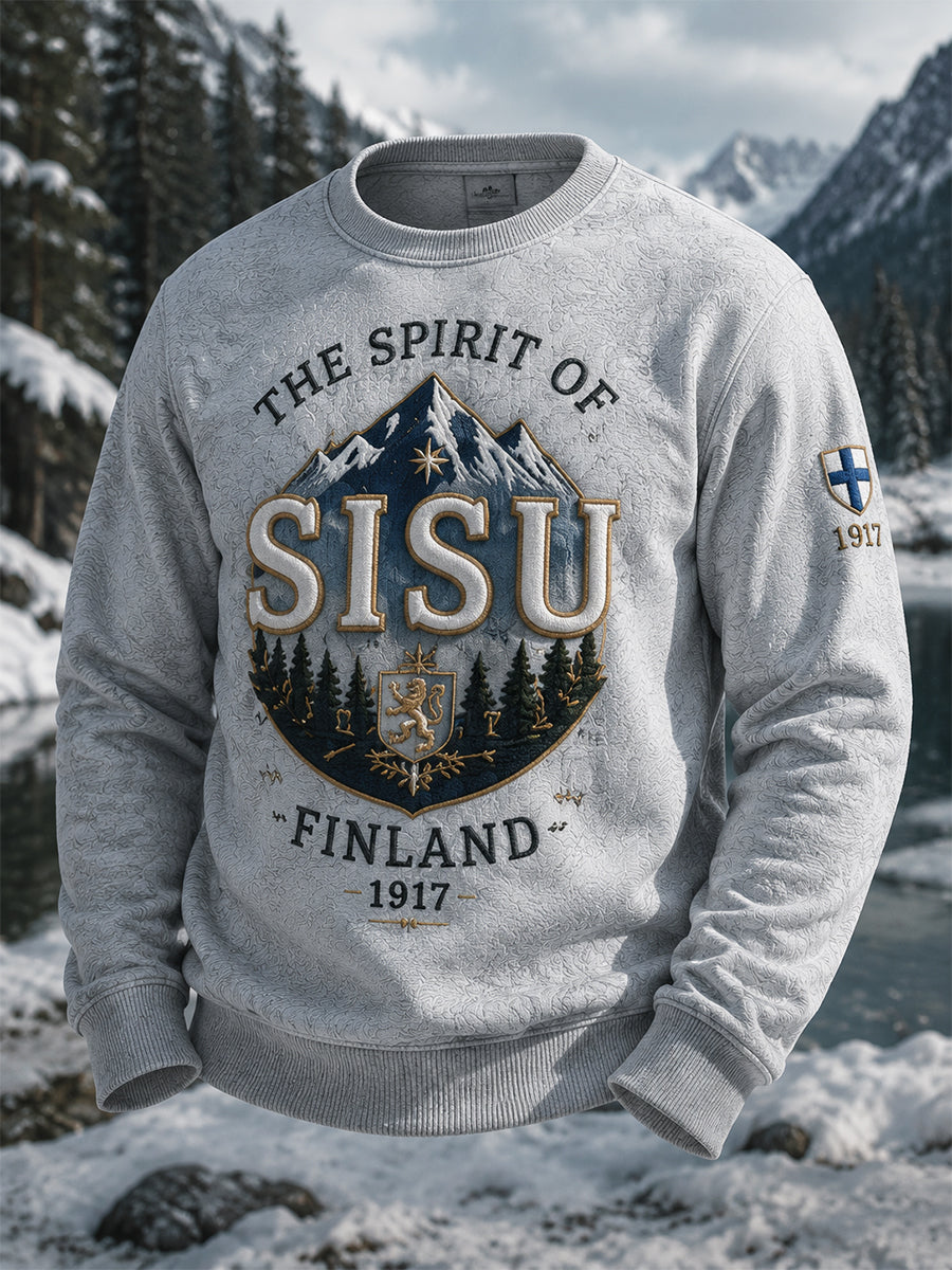 Miesten retro suomalainen itsenäisyyspäivän pitkähihainen huppari