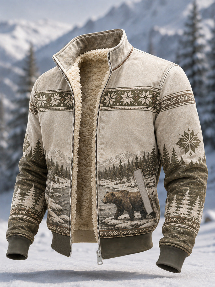 Miesten talvi lumikarhu tulosta Casual Composite Fleece Takki