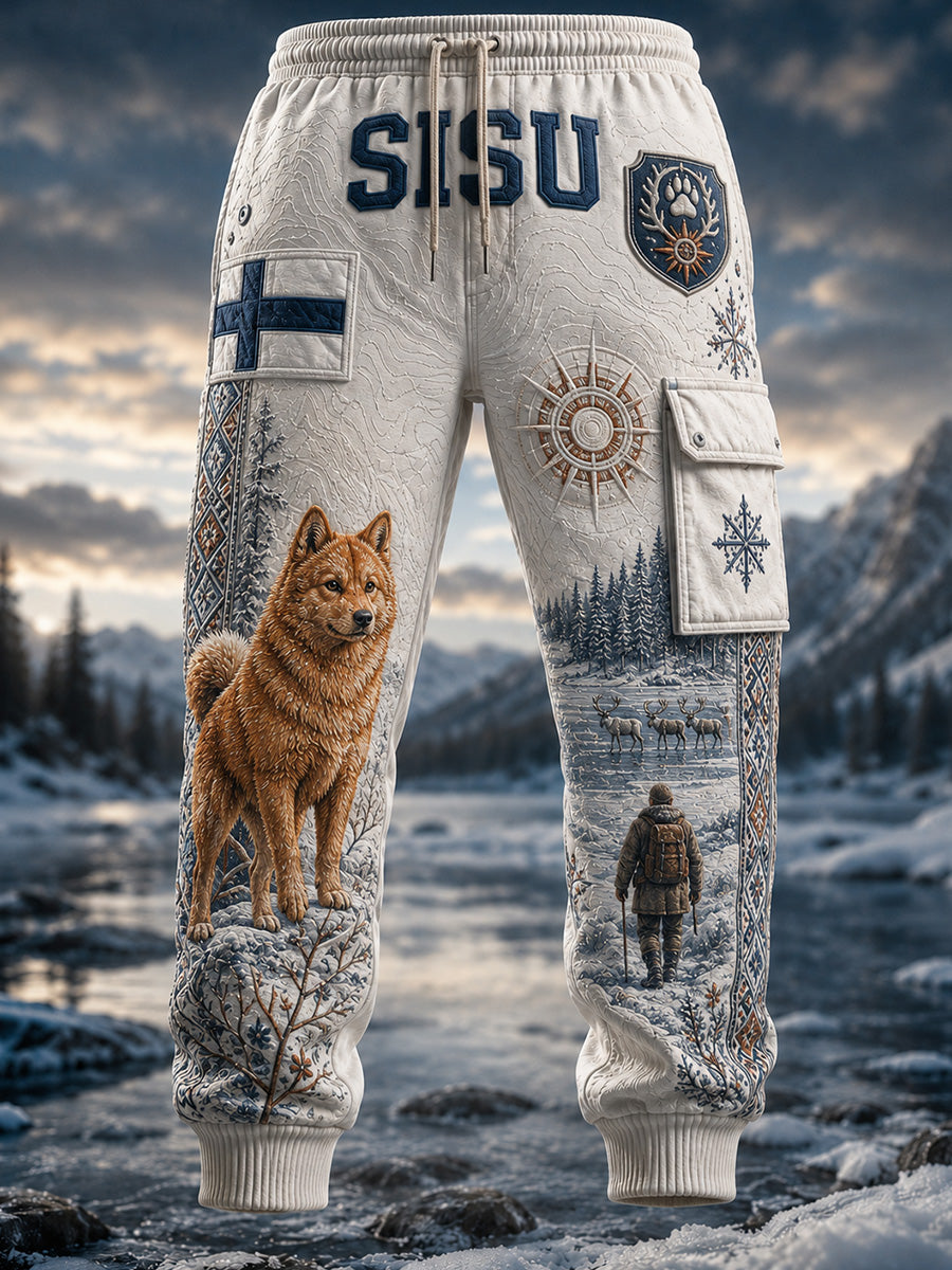 Miesten vapaa housut viipymättä suomalainen Pohjoismainen Hound Art Print