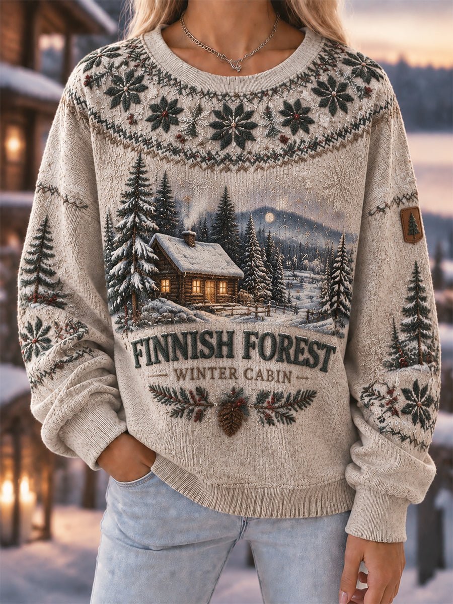 Naisten Retro Joulu Suomen joulu Pitkähiha Crewneck Sweatshirti