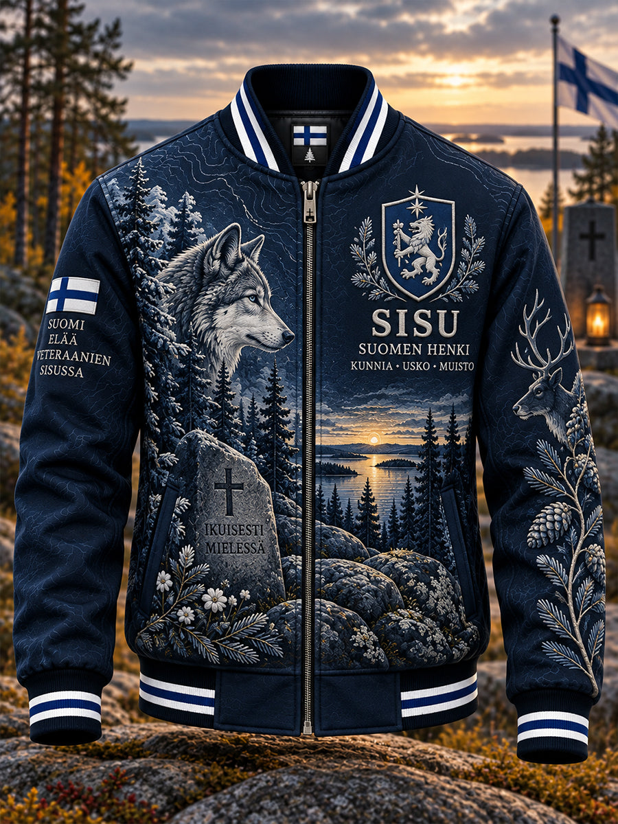 Miesten Vintage-tyylinen takki Sisu Veteran muistomerkkipainosta