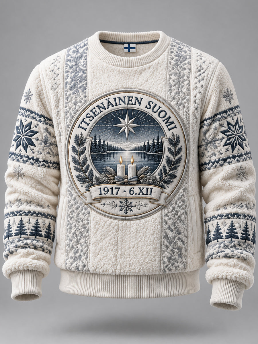 Miesten retro suomalainen itsenäisyyspäivä pitkähihainen kauluskangashuivi
