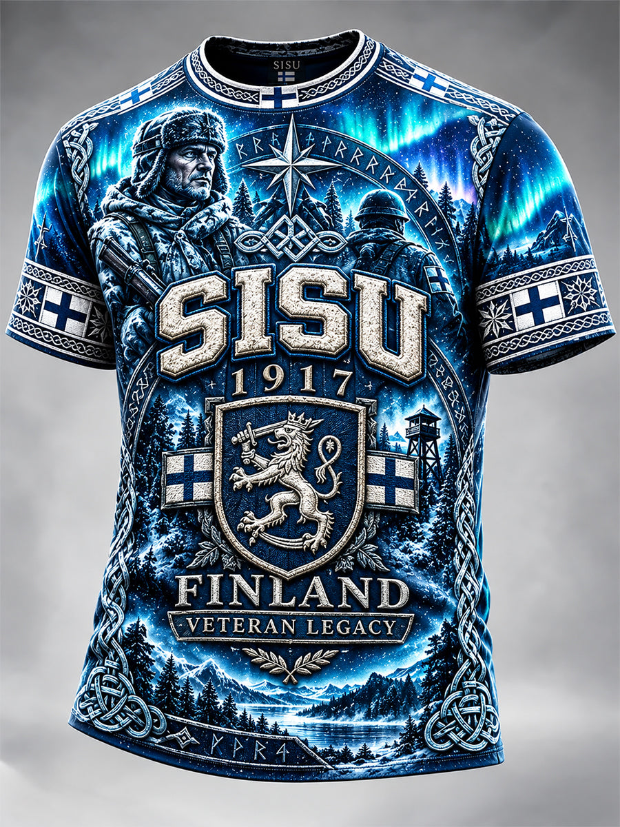 Miesten suomalainen Veteran Sisu Painettu Casual ShortSleeved T-paita