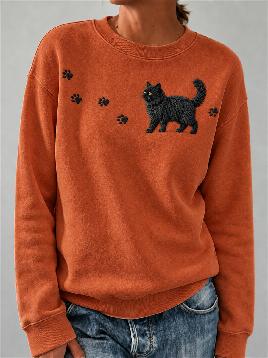 Naisten ihana fuzzy musta kissa & Pussu tulostit Tulosta Sweatshirt