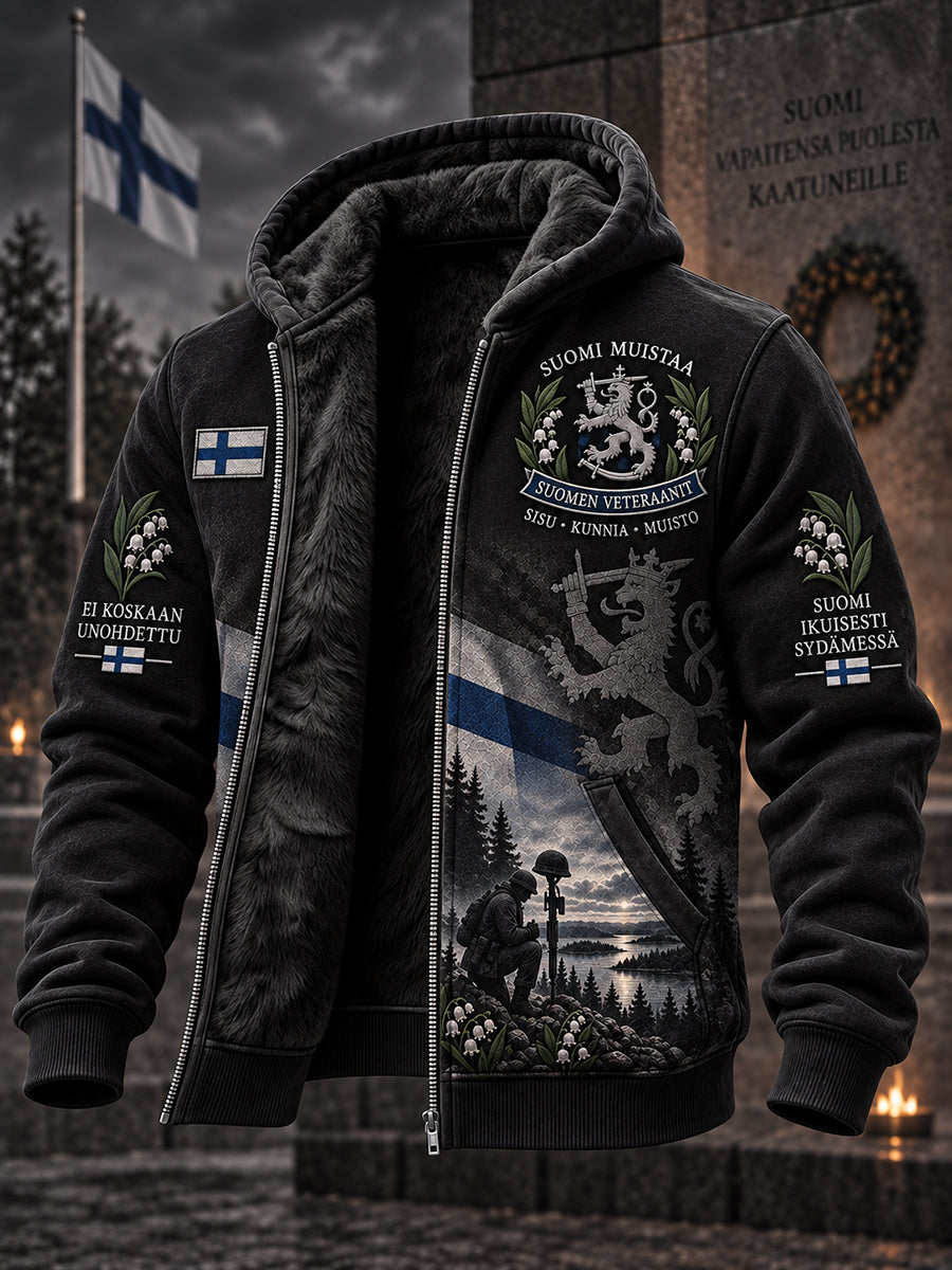 Miesten veteraanitason Sisu-kuvioinen pitkähihainen huppari