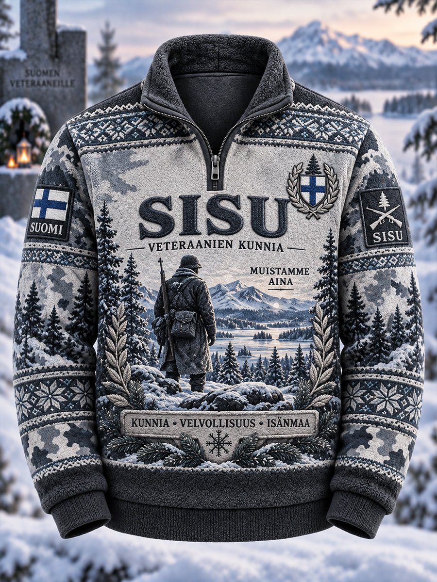 Miesten veteraani Sisu Graafinen Tulosta Pitkähiha Flannel Sweatshirt