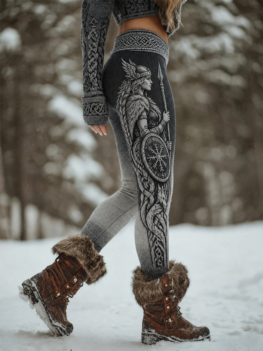 Naisten Retro Nordic Viking Gradient Urheilu Stretch Velvet Leggings