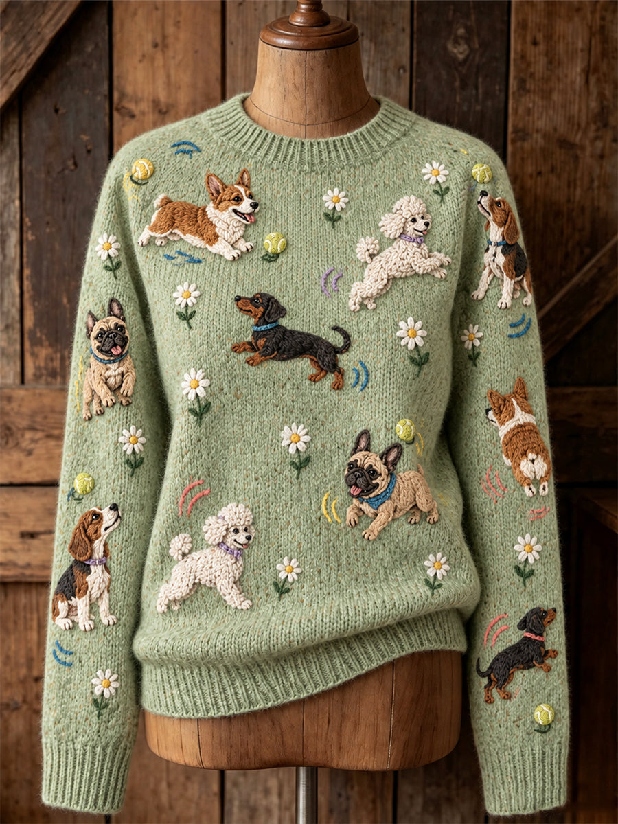 Naisten vintagehenkinen, eläinkuvioinen Fair Isle -neule, mukava pyöreä pääntie