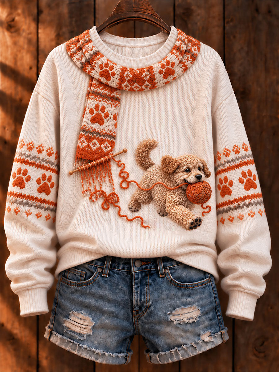 Naisten "Mischievous koira" Golden Retriever Art Print Casual villapaikka
